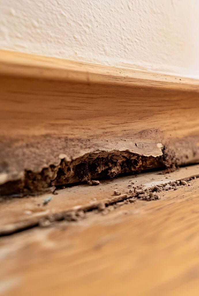 Holzboden mit Insektenbefall